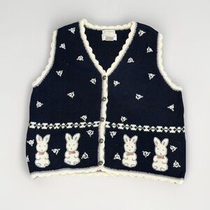 Christopher & Banks Vintage Bunny Sweater Vest – Size Small Cottagecore